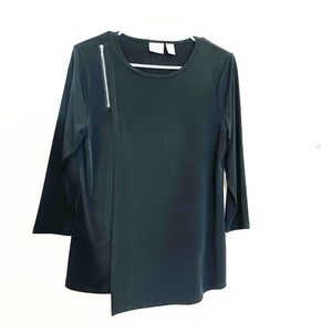 Chico’s Round Neck Casual Blouse Women Size XS Black